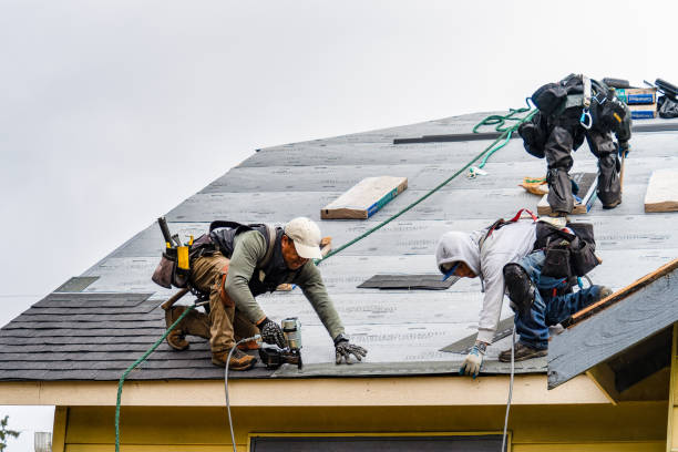 Professional Gutter Installation technician working in Plano, IA